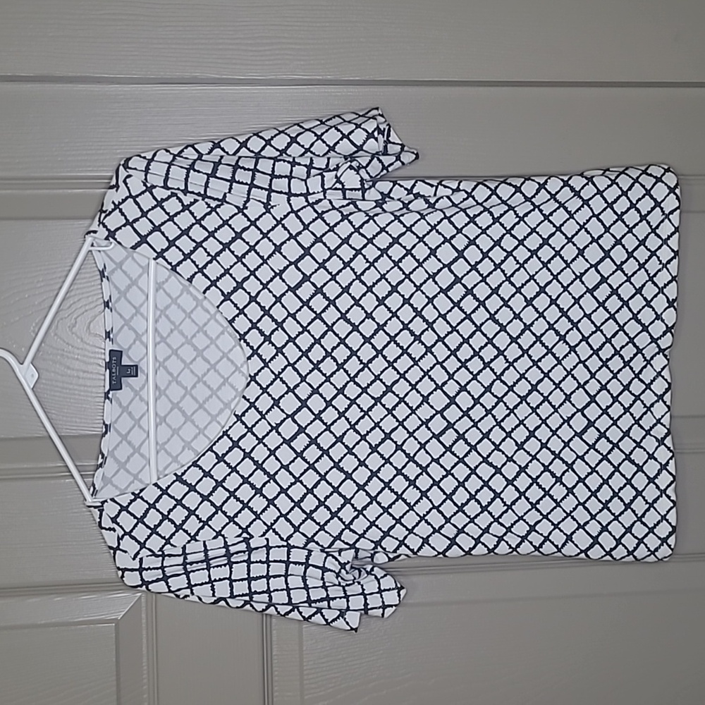 Talbots petites print stretch front lined top size large